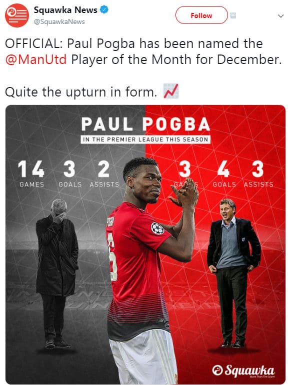 Squawka news squawkanews follow official paul pogba has been named the manutd pl
