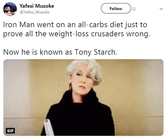 Yafesi musoke yafes musoke follow iron man went on an allcarbs diet just to prov