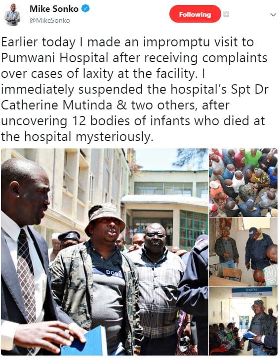 Mike sonko mikesonko following earlier today made an impromptu visit to pumwani