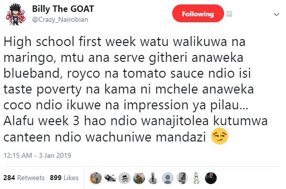 Billy the goat crazy_nairobian following high school first week watu walikuwa na