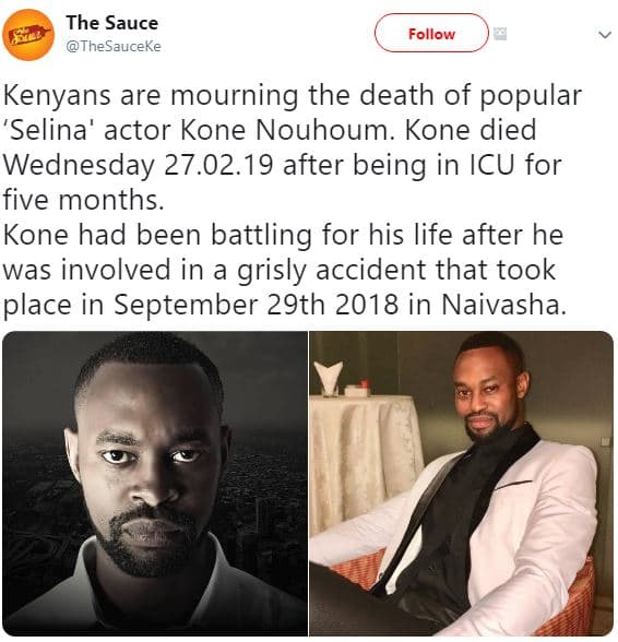 The sauce thesauceke follow kenyans are mourning the death of popular selina act