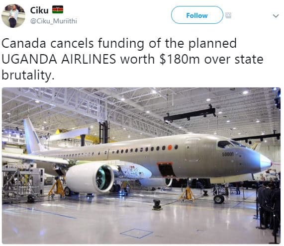 Ciku ciku_muriithi follow canada cancels funding of the planned uganda airlines