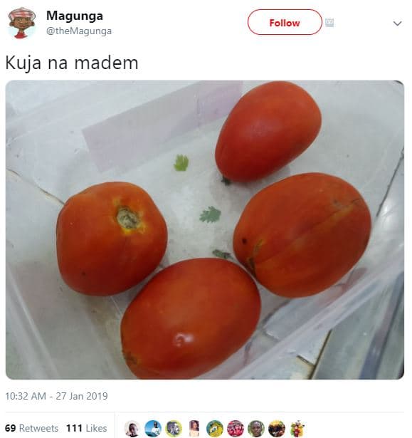 Magunga themagunga follow kuja na madem 10.32 am 27 jan 69 retweets 111 likes