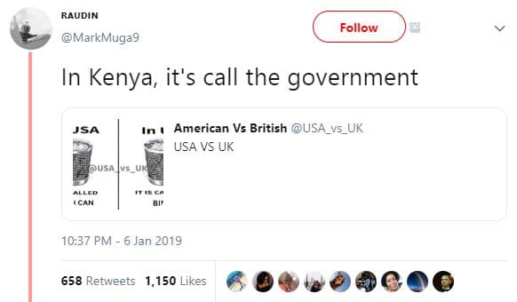 Raudin follow markmuga9 in kenya it's call the government jsa american vs britis