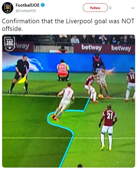 Footballjoe joe footballjoe follow confirmation that the liverpool goal was not