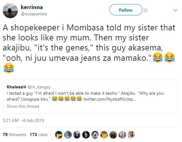 Kerrinna oulapamba follow shopekeeper mombasa told my sister that she looks like