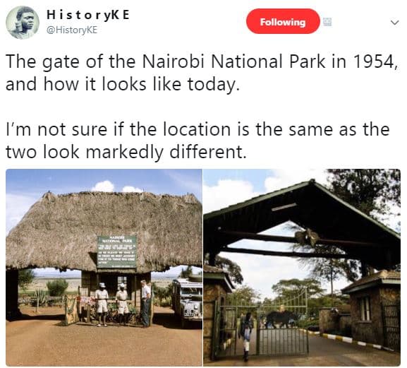 Histor yk e historyke following the gate of the nairobi national park in , and h