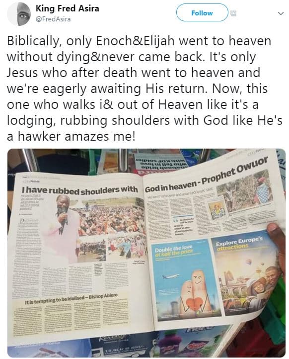 King fred asira fredasira follow biblically, only enochelijah went to heaven wit