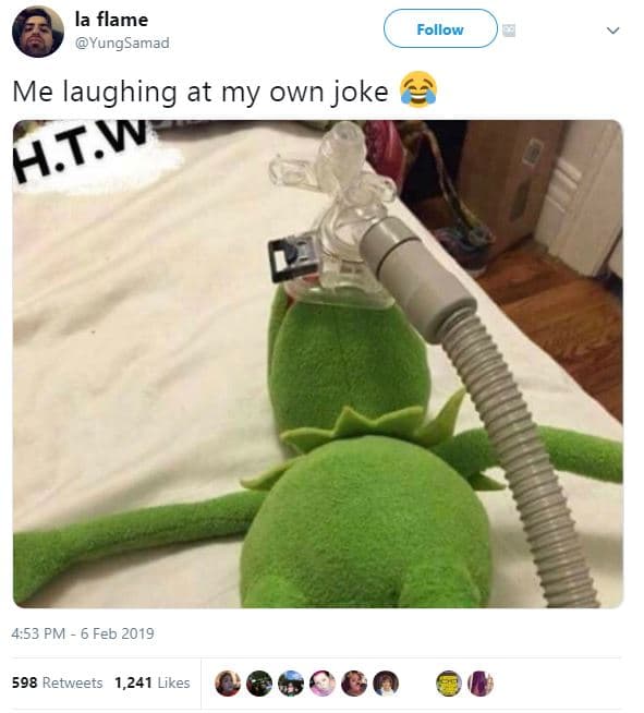 La flame yungsamad follow me laughing at my own joke htw 4.53 pm 6 feb 598 retwe