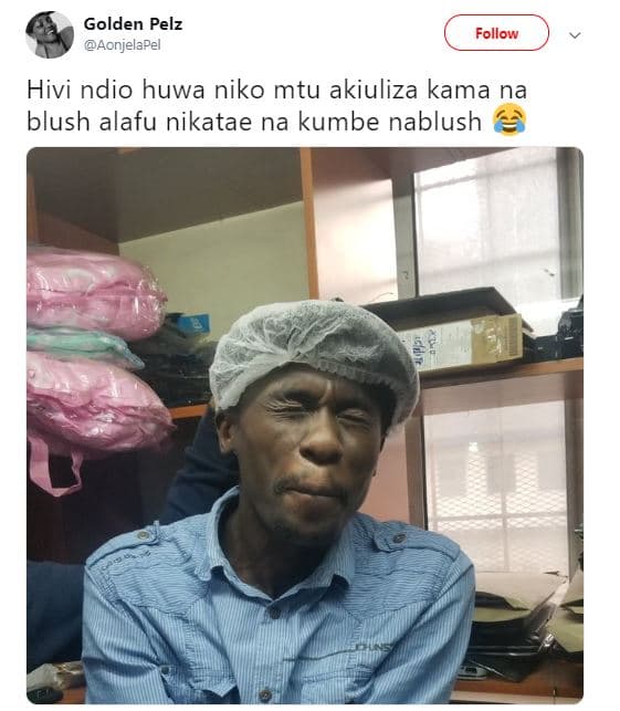 Golden pelz aonjelape follow hivi ndio huwa niko mtu akiuliza kama na blush alaf