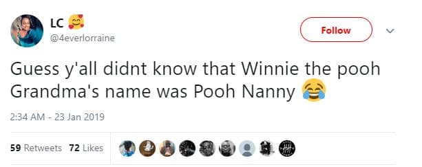 Lc 4everlorraine follow guess y'all didnt know that winnie the pooh grandma's na