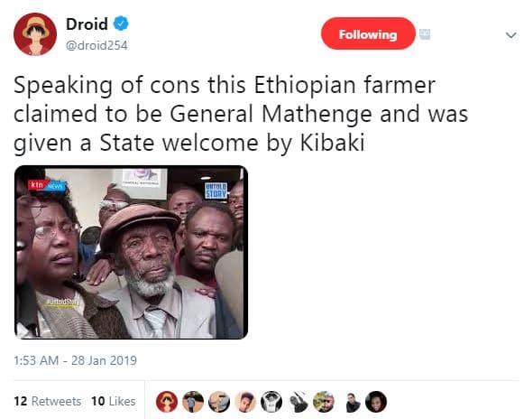 Droid droid254 following speaking of cons this ethiopian farmer claimed to be ge