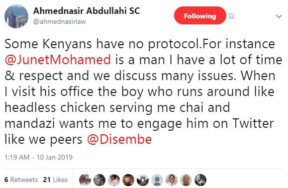 Ahmednasir abdullahi sc ahmednasirlaw following some kenyans have no protocol fo