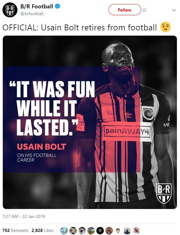 Br football brfootball follow official usain bolt retires from football it was f