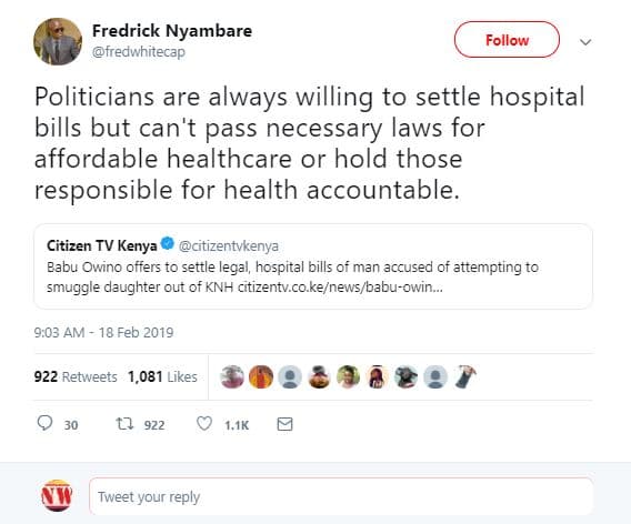Fredrick nyambare tredwhitecap follow politicians are always willing to settle h