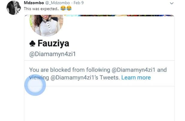 Mdzombo mazombo feb this was expected fauziya diamamyn4zi1 you are blocked from