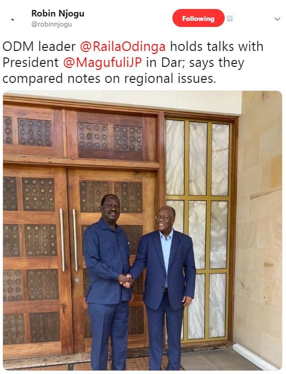 Robin njogu robinnjogu following odm leader railaodinga holds talks with preside