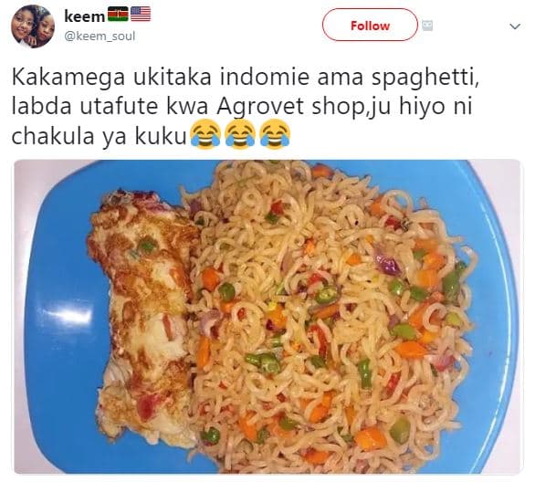 Keem keem_soul follow kakamega ukitaka indomie ama spaghetti, labda utafute kwa