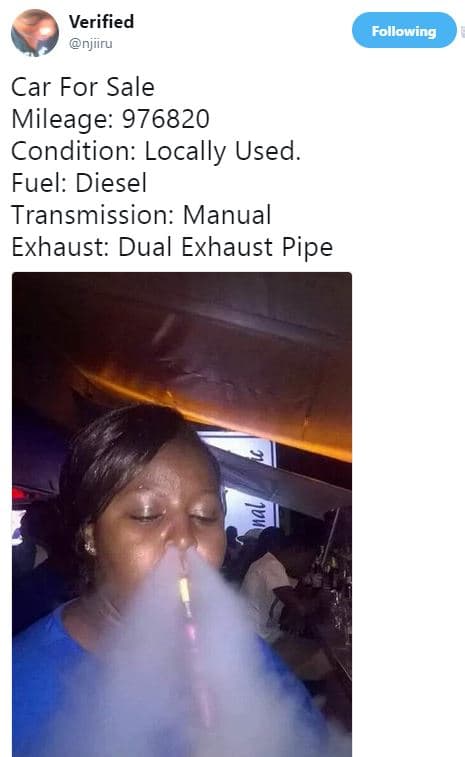 Verified njiiru following car for sale mileage condition locally used. fuel dies