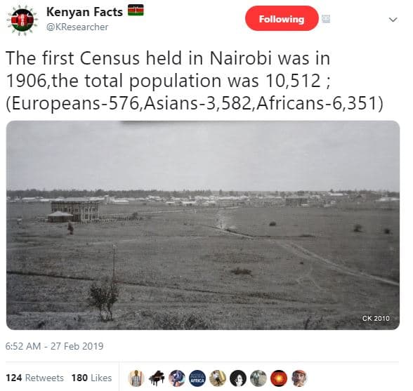 Kenyan facts kresearcher following the first census held in nairobi was in ,the