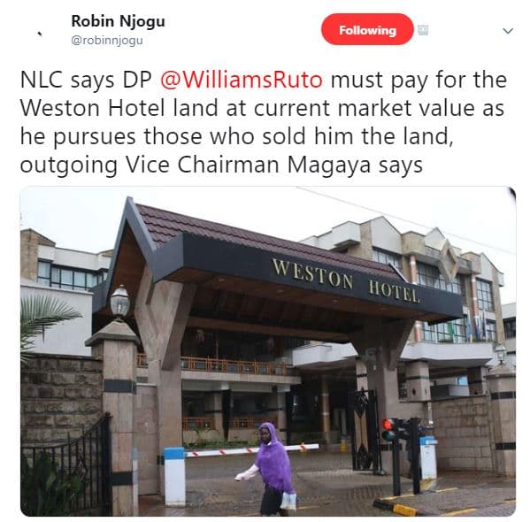 Robin njogu robinnjogu following nlc says dp williamsruto must pay for the westo
