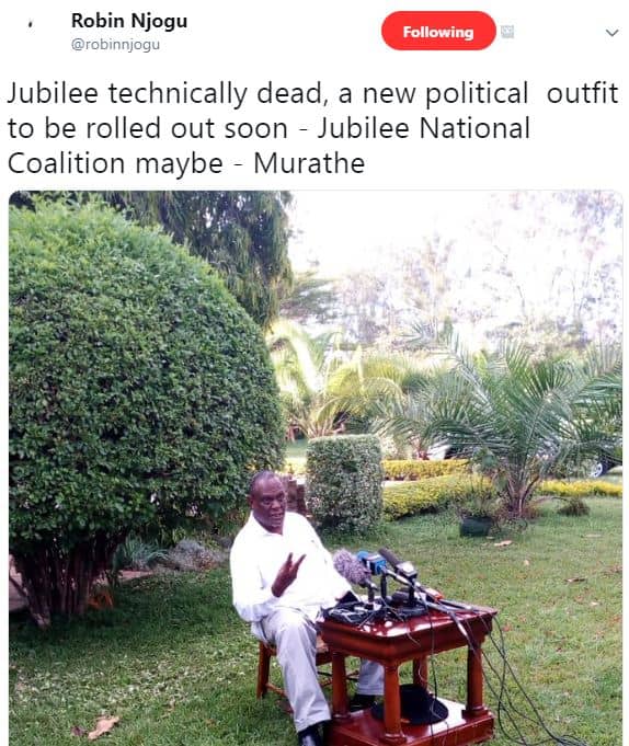 Robin njogu robinnjogu following jubilee technically dead, a new political outfi