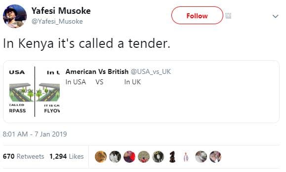 Yafesi musoke yafesi_musoke follow in kenya it's called tender. usa american vs