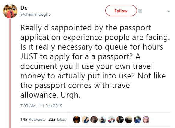 Dr. chao_mbogho follow really disappointed by the passport application experienc