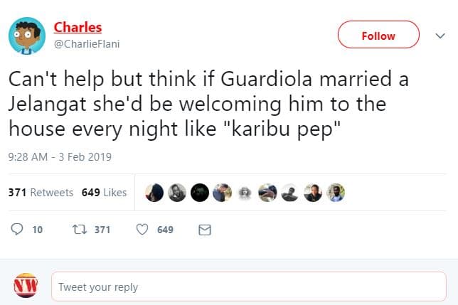 Charles charlieflani follow can't help but think if guardiola married a jelangat