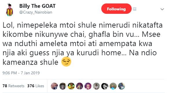 Billy the goat crazy_nairobian following lol, nimepeleka mtoi shule nimerudi nik