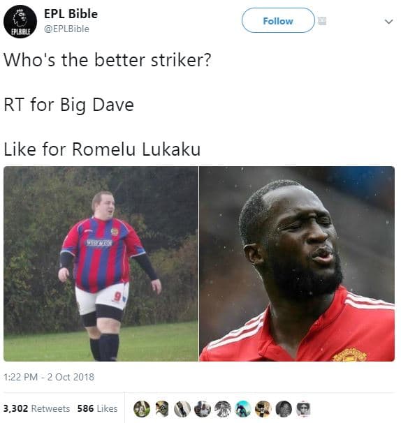 Epl bible eplbible follow who's the better striker? rt for big dave like for rom