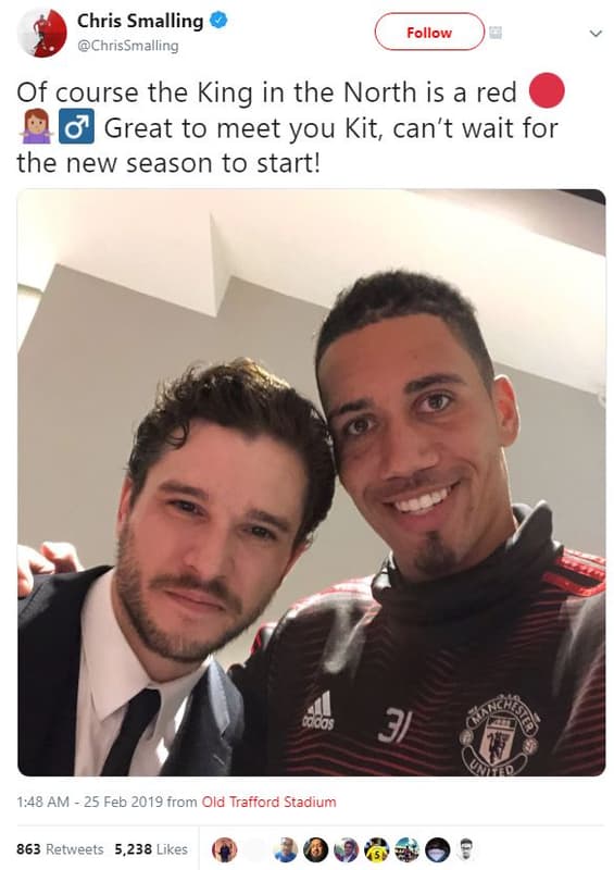 Chris smalling chrissmalling follow of course the king in the north is a red gre