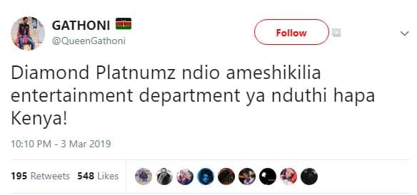 Gathoni queengathoni follow diamond platnumz ndio ameshikilia entertainment depa