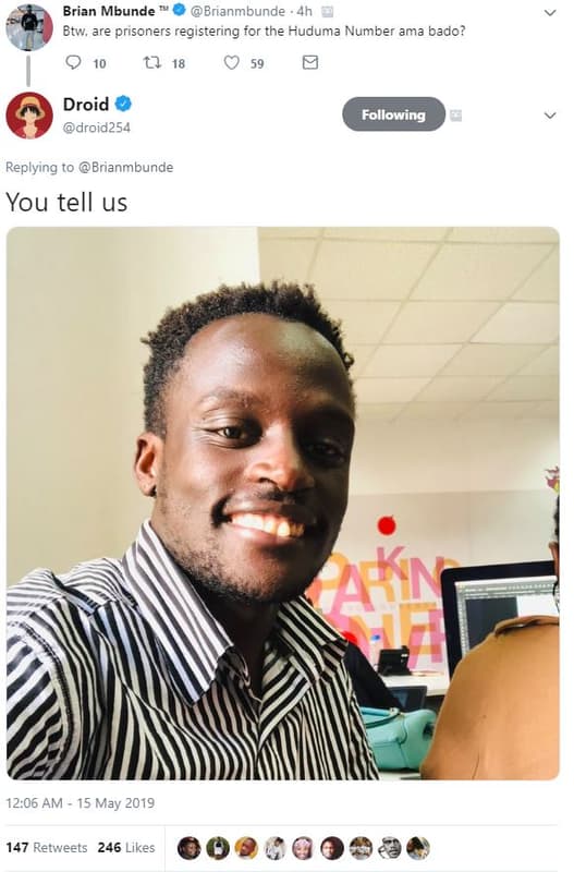 Brian mbunde brianmbunde btw, are prisoners registering for the huduma number am