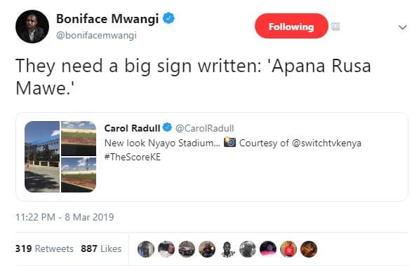Boniface mwangi bonifacemwangi following they need big sign written 'apana rusa