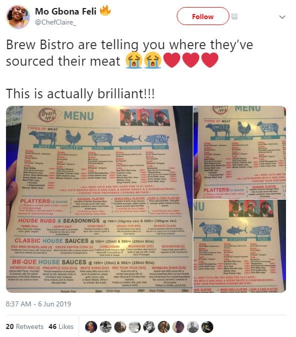 Mo gbona feli chefclaire follow brew bistro are telling you where they've source