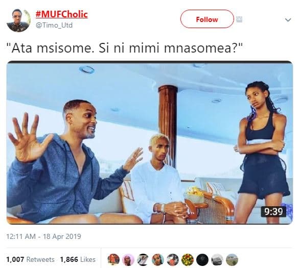 Mufcholic timo_utd follow 'ata msisome. si ni mimi mnasomea? 9.39 12.11 am 18 ap