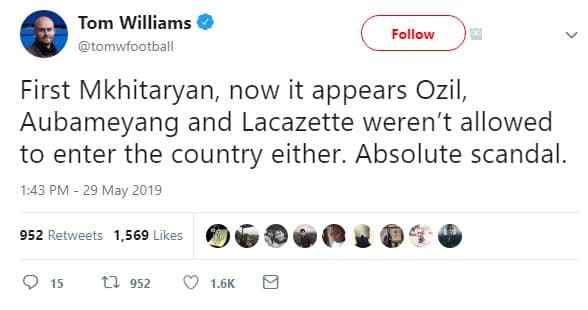 Tom williams tomwfootball follow first mkhitaryan now it appears ozil, aubameyan