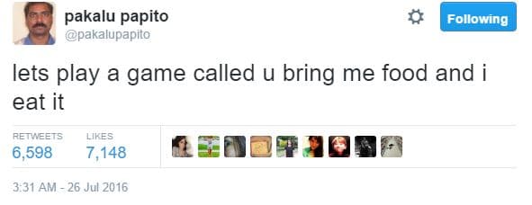 Pakalu papito pakalupapito following lets play a game called u bring me food and