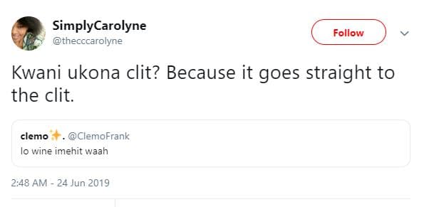 Simplycarolyne thecccarolyne follow kwani ukona clit? because it goes straight t