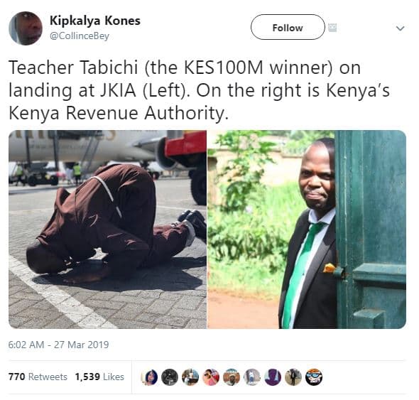 Kipkalya kones collincebey follow teacher tabichi the kesioom winner on landing