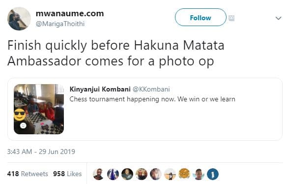 Mwanaume. com marigathoithi follow finish quickly before hakuna matata ambassado