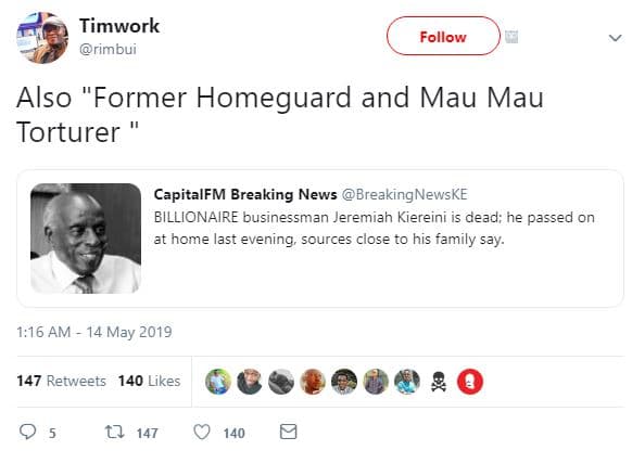 Timwork rimbui follow also former homeguard and mau mau torturer capitalfm break
