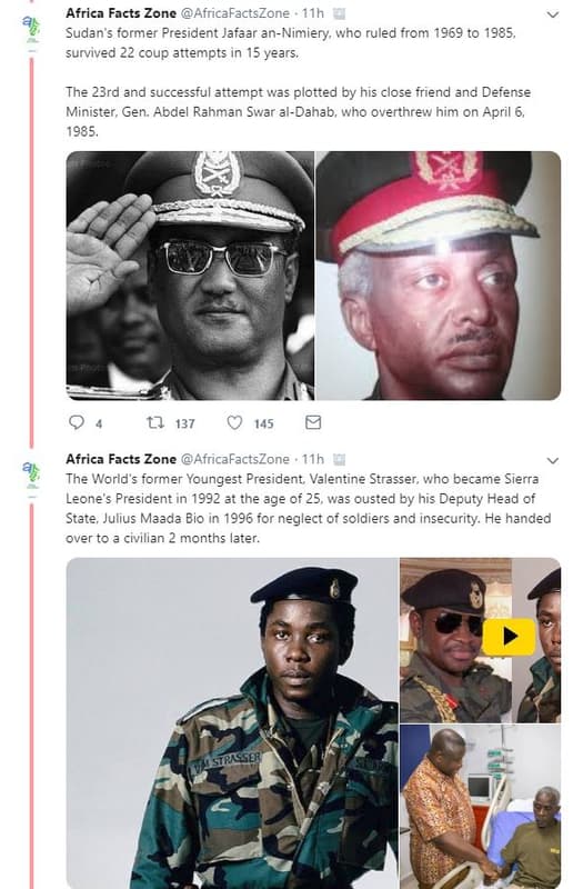 Africa facts zone africafactszone 11h sudan' former president jafaar annimiery w