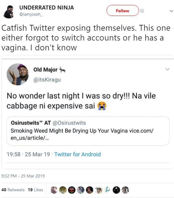 Underrated ninja iamjosen_ follow catfish twitter exposing themselves. this one