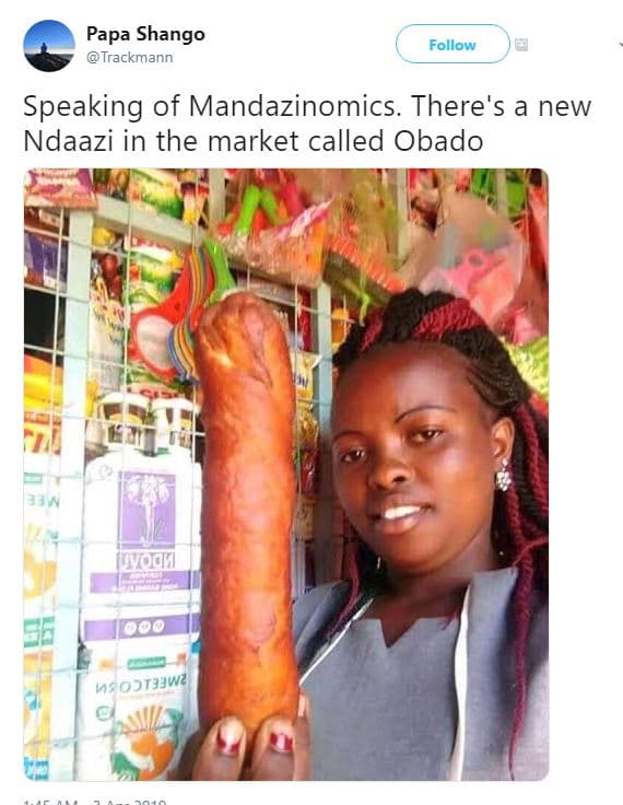 Papa shango trackmann follow speaking of mandazinomics. there's a new ndaazi in