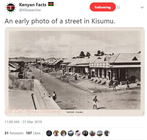 Kenyan facts kresearcher following an early photo of a street in kisumu. ud cast
