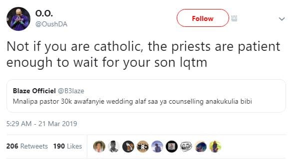 0.0. oushda follow not if you are catholic the priests are patient enough to wai