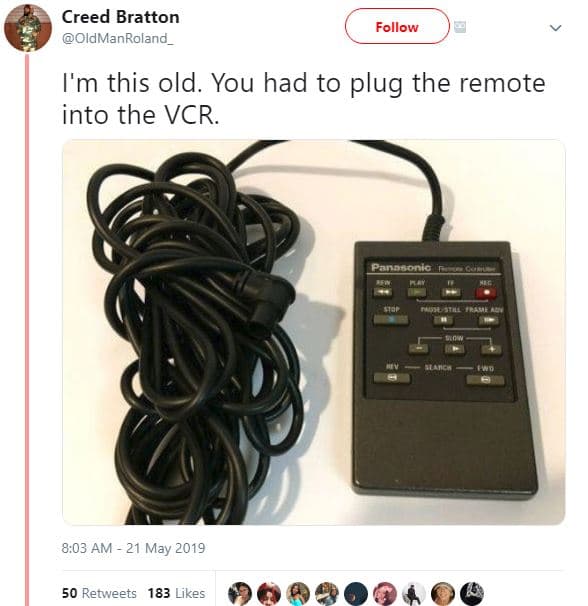 Creed bratton oldmanroland follow i'm this old. you had to plug the remote into