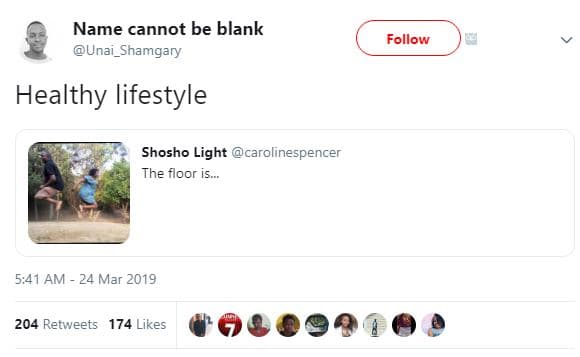 Name cannot be blank unai_shamgary follow healthy lifestyle shosho light carolin